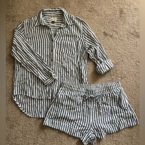 2 piece set, shorts and button up